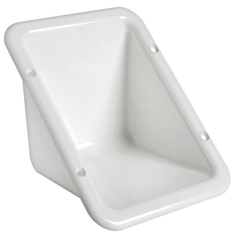 Flush-mount white plastic compartment suitable for housing fuelling plugs